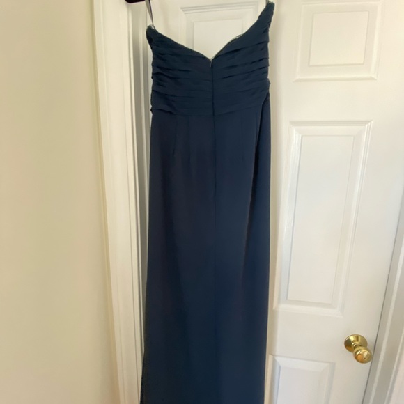 Bill Levkoff navy long strapless dress skate 12 - Picture 2 of 2